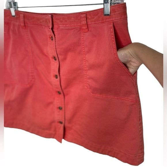 Anthropologie Pilcro & The Letterpress Coral Pink A-Line Button Down Skirt Sz 14 - Picture 15 of 15